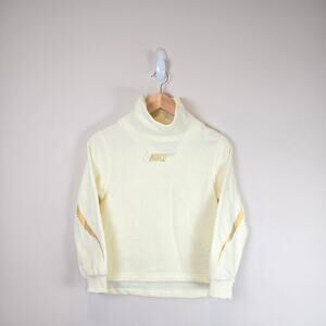 Nike Funnel Neck Sweatshirt Size S Kids Long Sleeve Club Fleece Pullover Cream